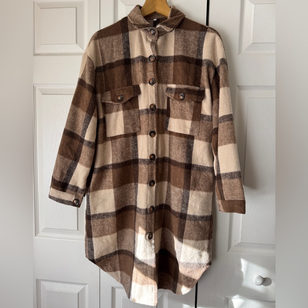 Soft brushed plaid jacket